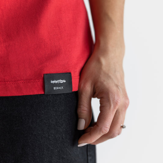 Women's T-shirt «Was Born» / red